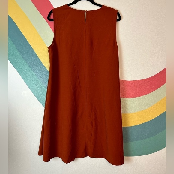 Eileen Fisher Swing Shift Dress Rust Orange Tencel Blend Size Large - Picture 2 of 5